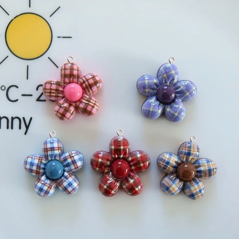 Art Craft Bag - 10Pcs Sweet Flower Planar Resin Pendant