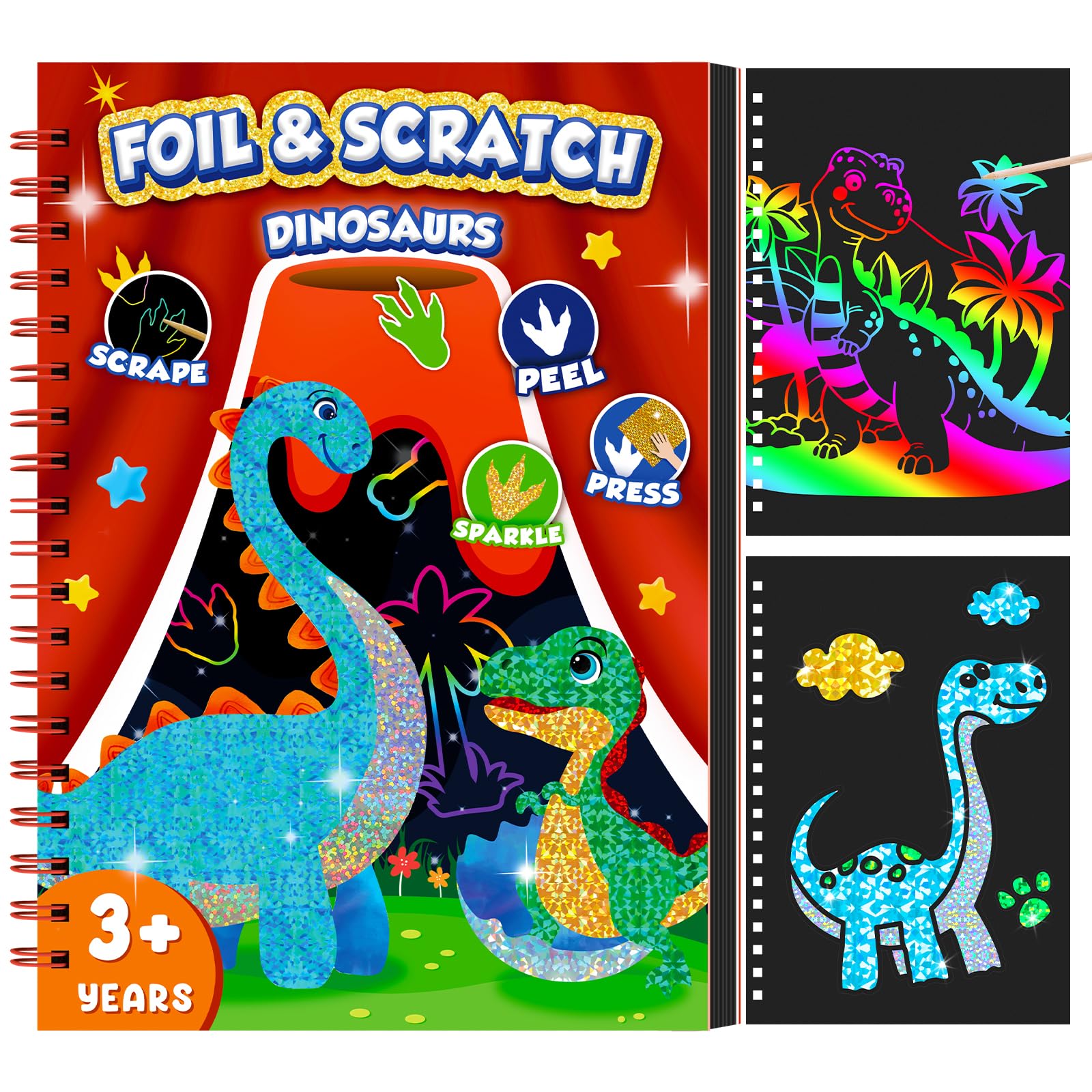 Art Craft Book - Dinosaur Scratch Art Book for Kids