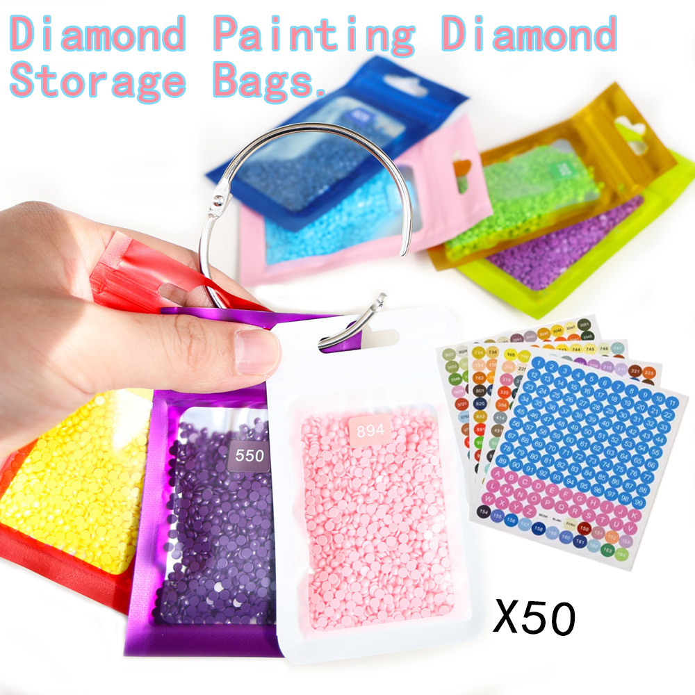Art Craft Bag - 50pcs Diamond Painting Bead Storage Bags