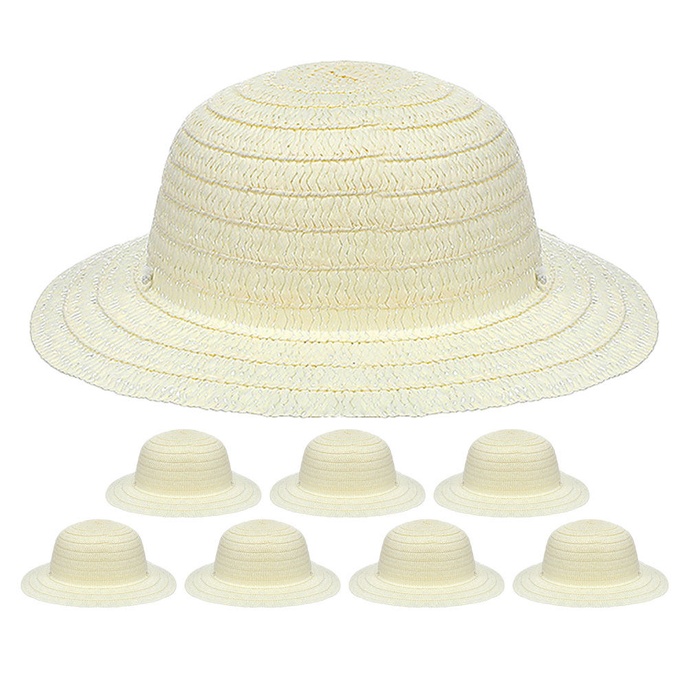 8Pcs DIY Kids Straw Hats White - огляд і ціна Art Craft Handmade