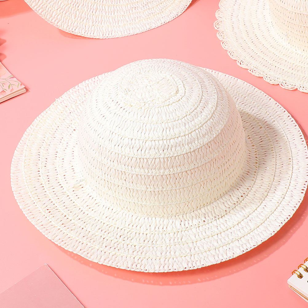 8Pcs DIY Kids Straw Hats White - огляд і ціна Art Craft Handmade