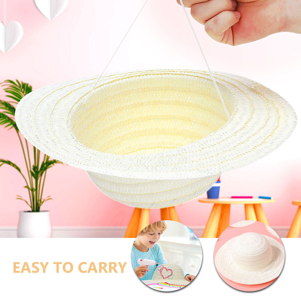 8Pcs DIY Kids Straw Hats White - огляд і ціна Art Craft Handmade