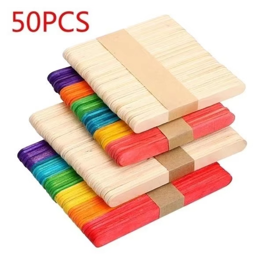50Pcs Lot Natural Colored Wood - огляд і ціна Art Craft With Ice Cream Stick