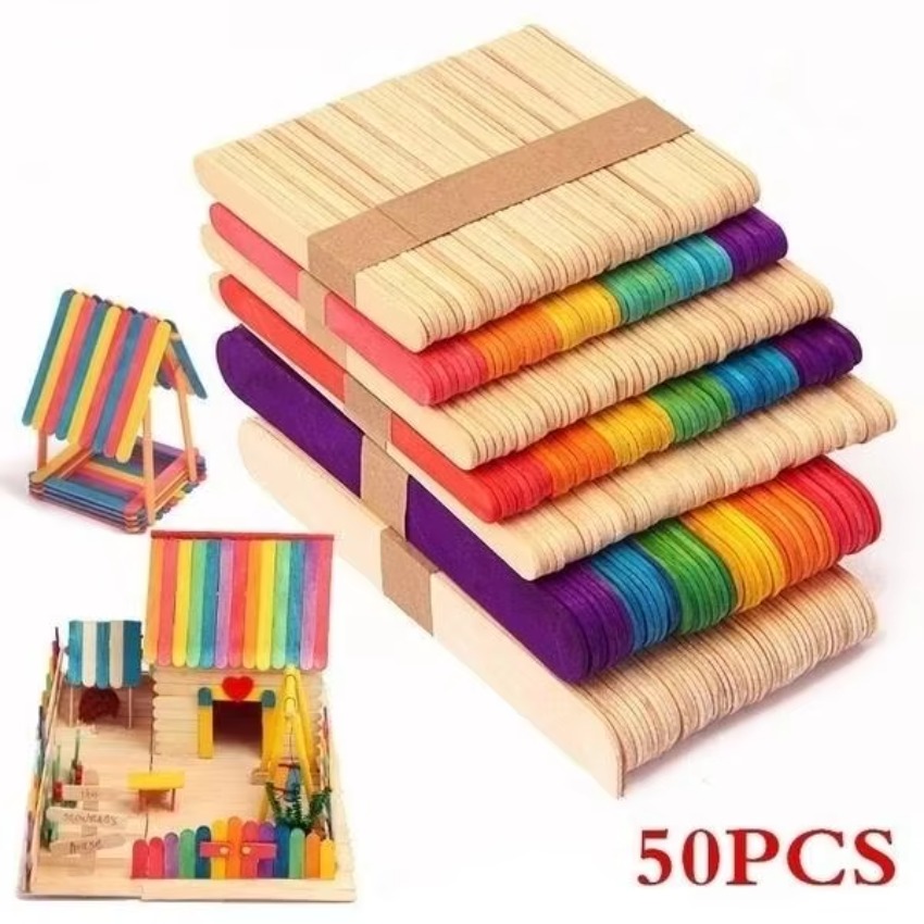 50Pcs Lot Natural Colored Wood - огляд і ціна Art Craft With Ice Cream Stick