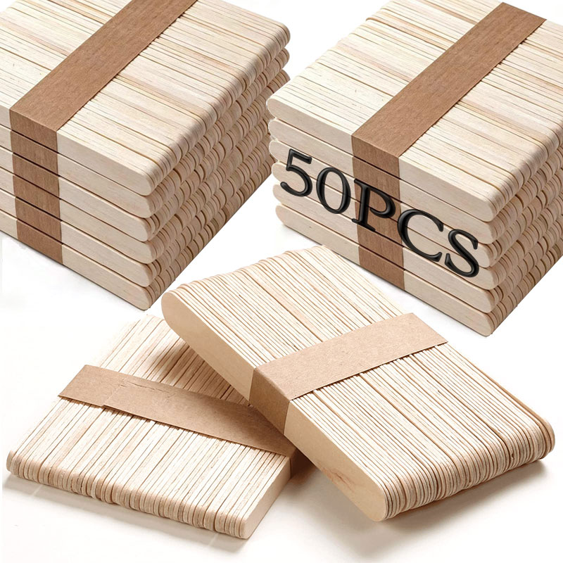 50PCS Popsicle Sticks Natural  - огляд і ціна Art Craft With Ice Cream Stick