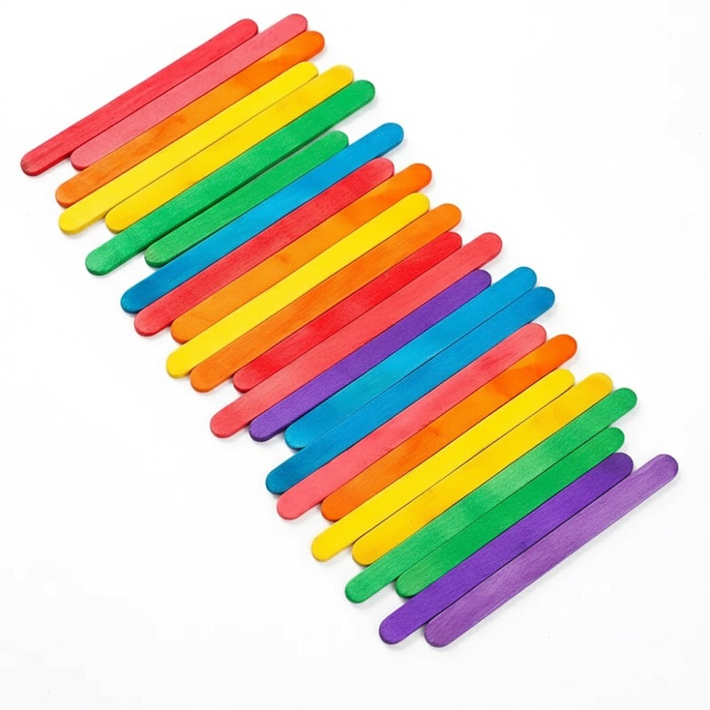 50Pcs Colored Wooden Popsicle  - огляд і ціна Art Craft With Ice Cream Stick