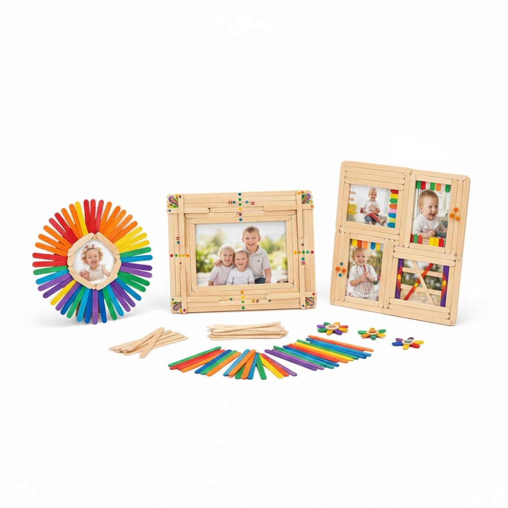50Pcs Colored Wooden Popsicle  - огляд і ціна Art Craft With Ice Cream Stick