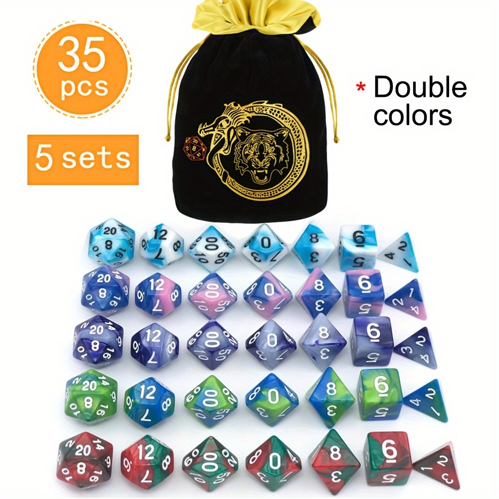 DND 5 Sets 35 Pcs Polyhedral D - огляд і ціна Art Craft Bag