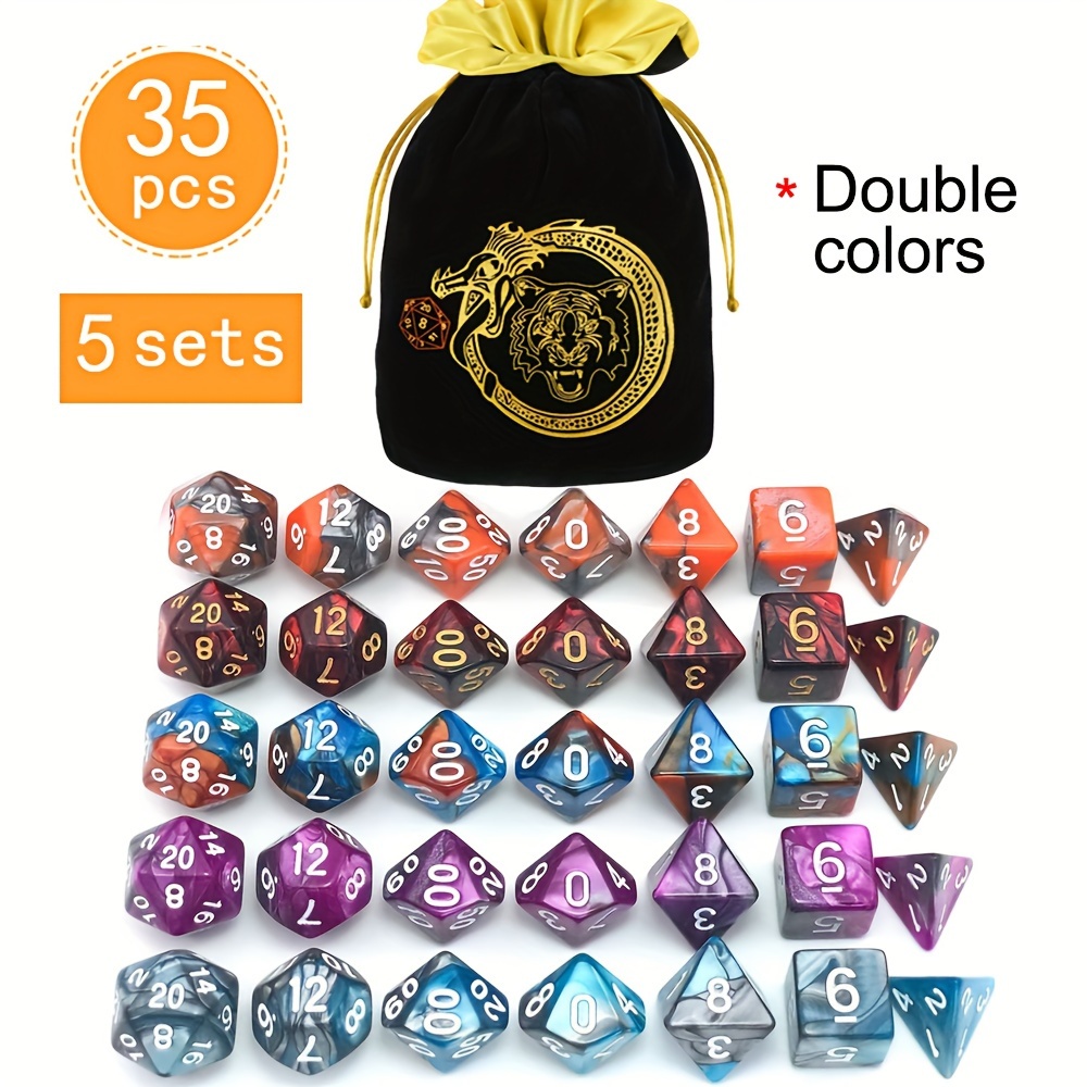 DND 5 Sets 35 Pcs Polyhedral D - огляд і ціна Art Craft Bag
