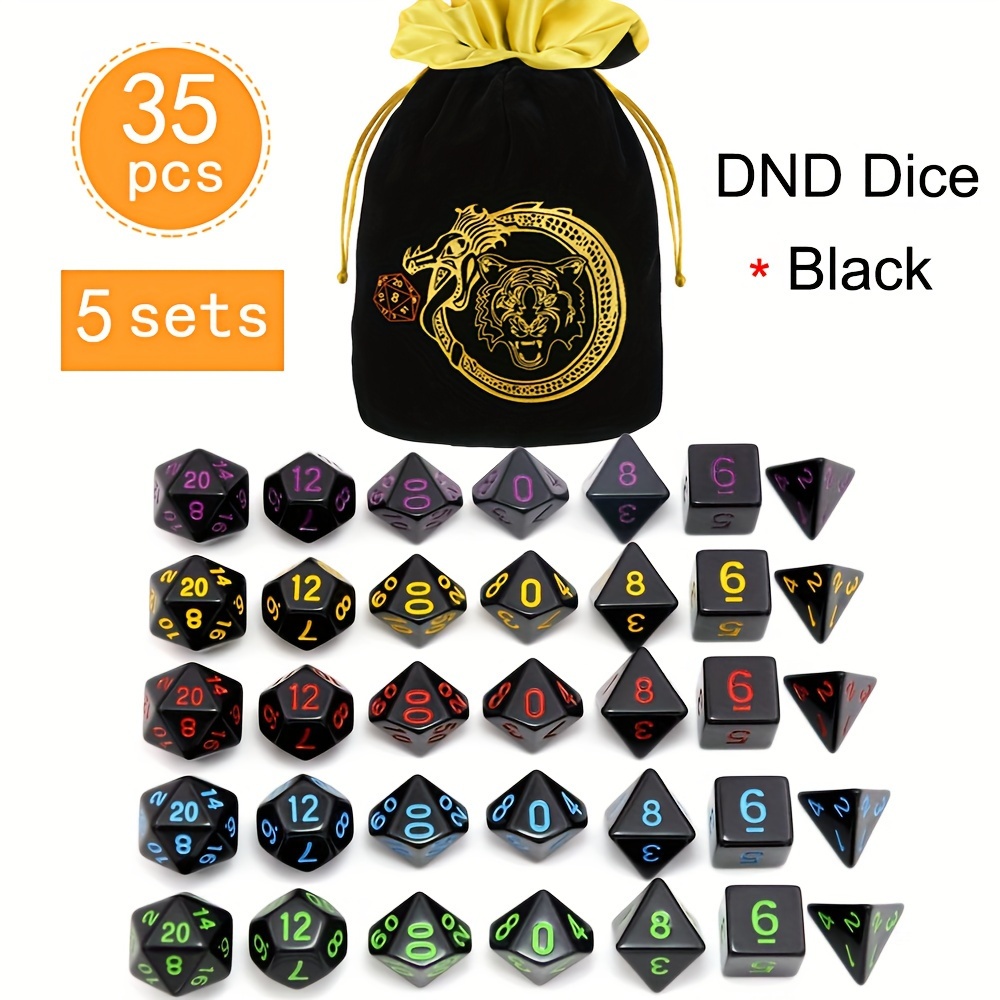 DND 5 Sets 35 Pcs Polyhedral D - огляд і ціна Art Craft Bag