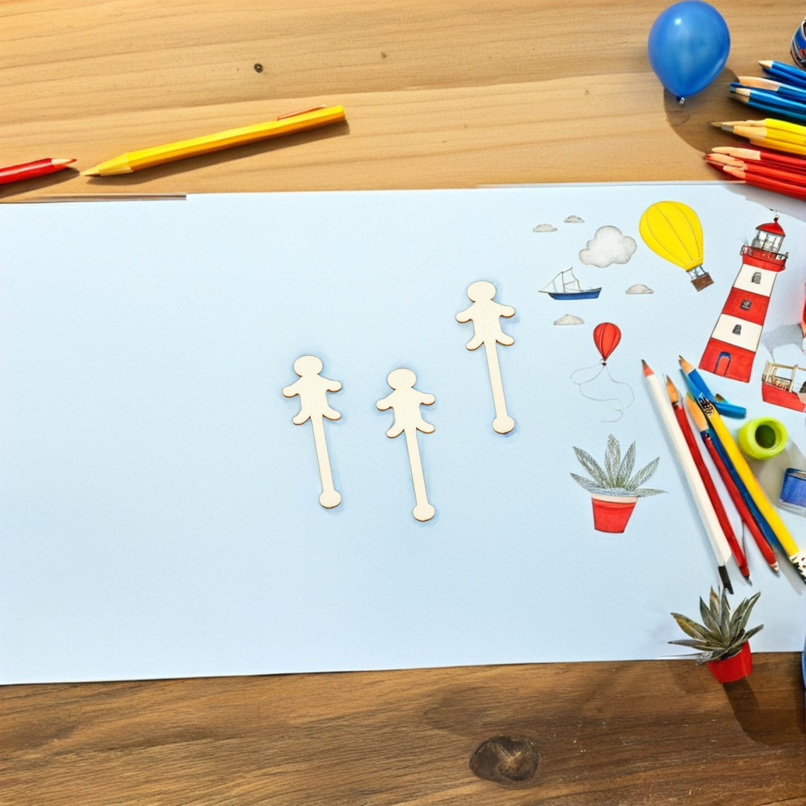 100Pcs Adorable People Figure  - огляд і ціна Art Craft With Ice Cream Stick